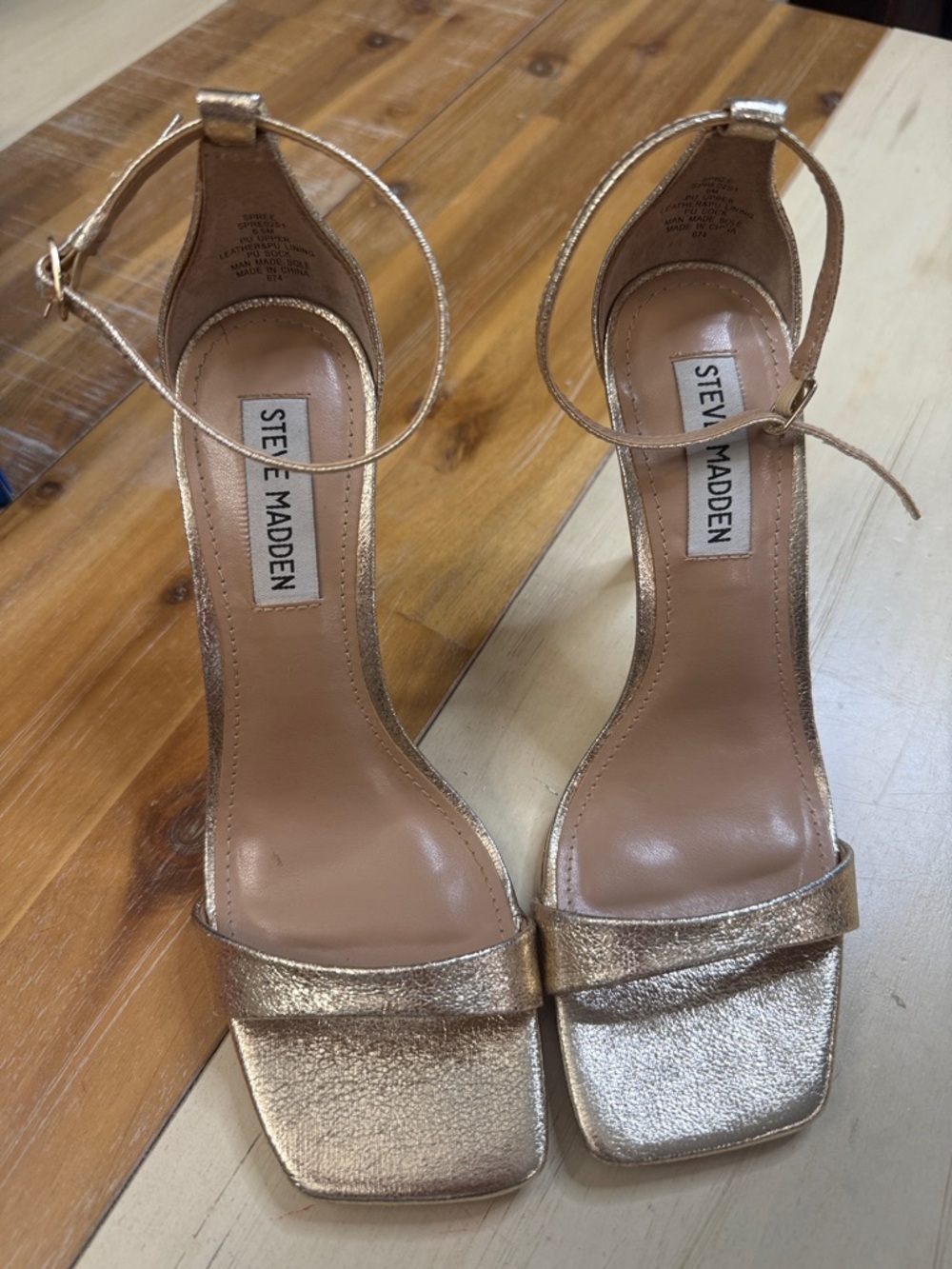 Steve Madden Rose Gold Ankle-Strap Block Heel Sandals